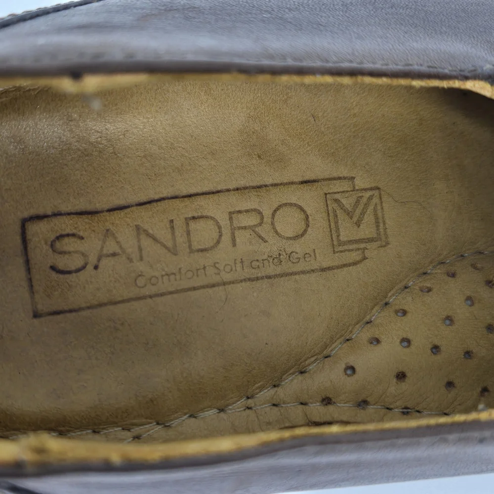 SANDRO Leather Loafers Soft Comfort Gel Dark Brown Mens US 10.5‎ D